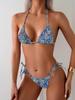 Women's Floral Halter Bikini Swimsuit - High-End European & American Resort Wear