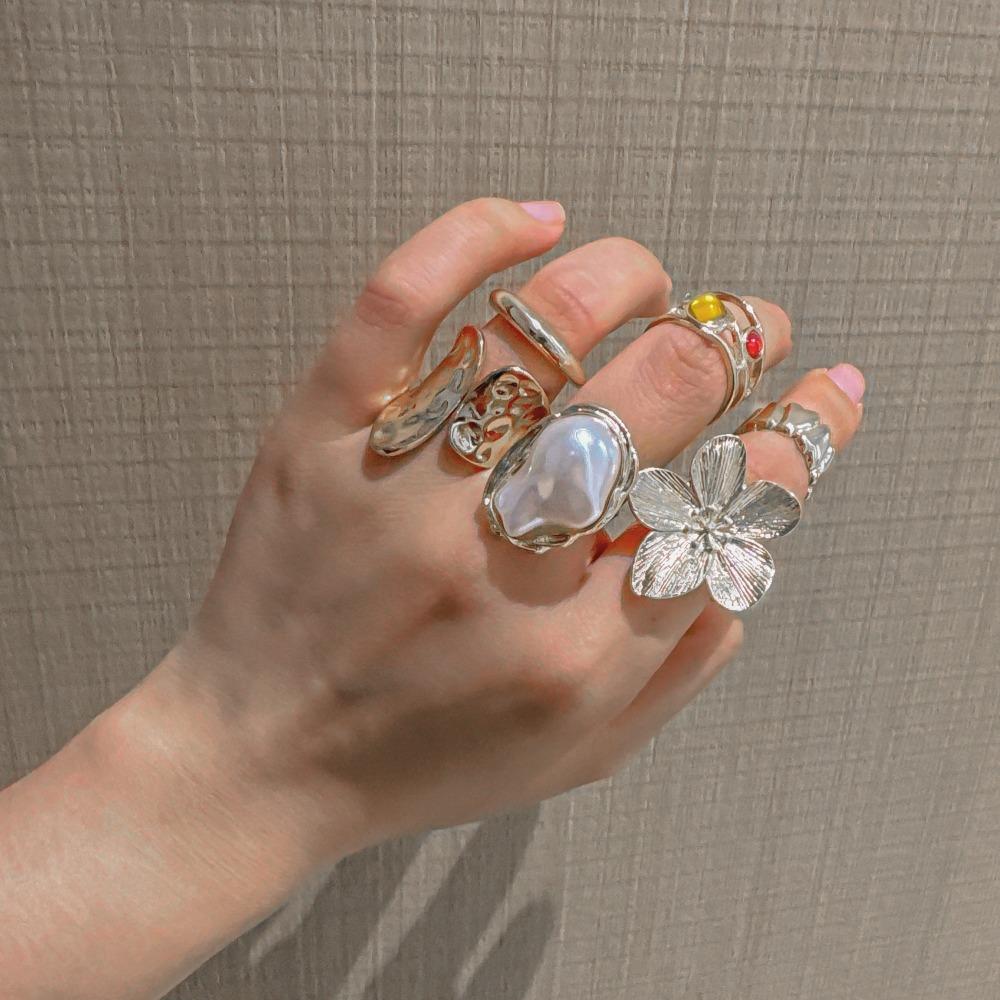 6 szt./zestaw Stop Galwanizowany Przesadzone Pierścionki Nieregularny Design Pierścionek Barokowy Luksusowe Akcesoria