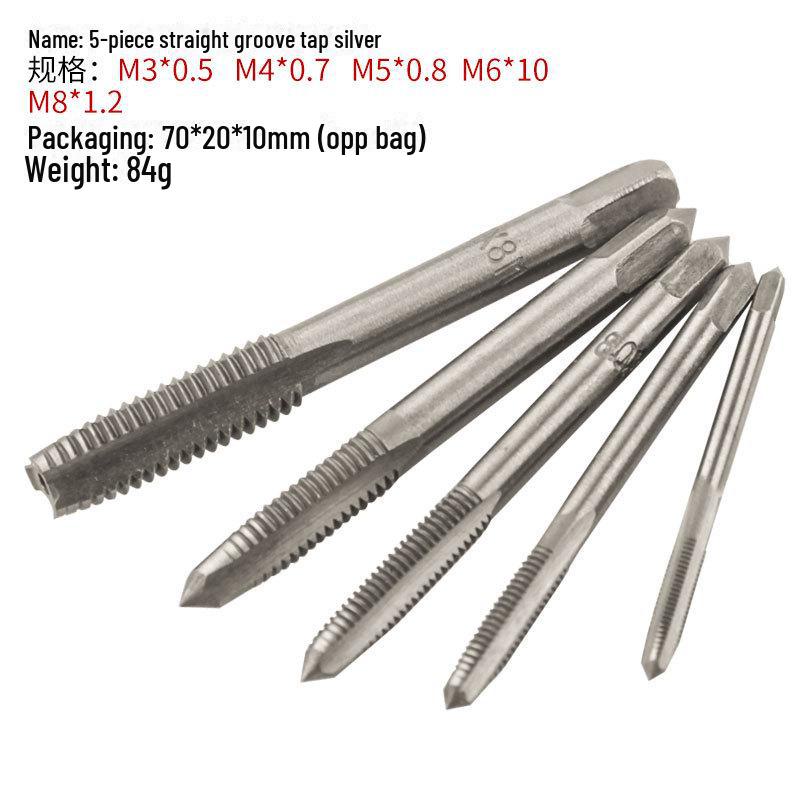 Seven-Piece M3-M12 Hand Tap Set with Square Handle for Internal Threading