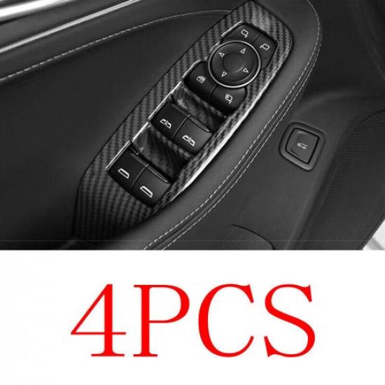 Carbon Fiber ABS Window Lift Panel Switch Cover Trim For Cadillac CT5 -