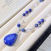 Natural Lapis Lazuli White Crystal Design Necklace Collarbone Chain Sweater Chain