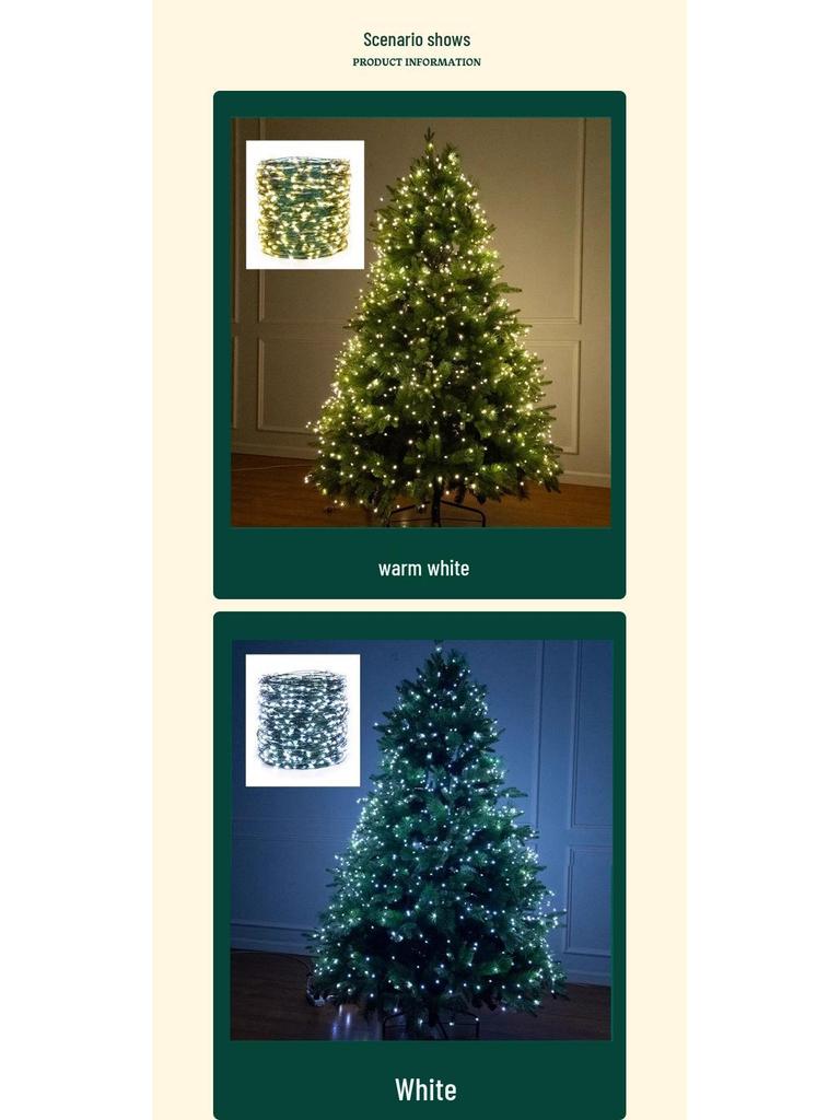 Starry Sky Christmas Tree Garland with Dark Green Copper Wire Lights