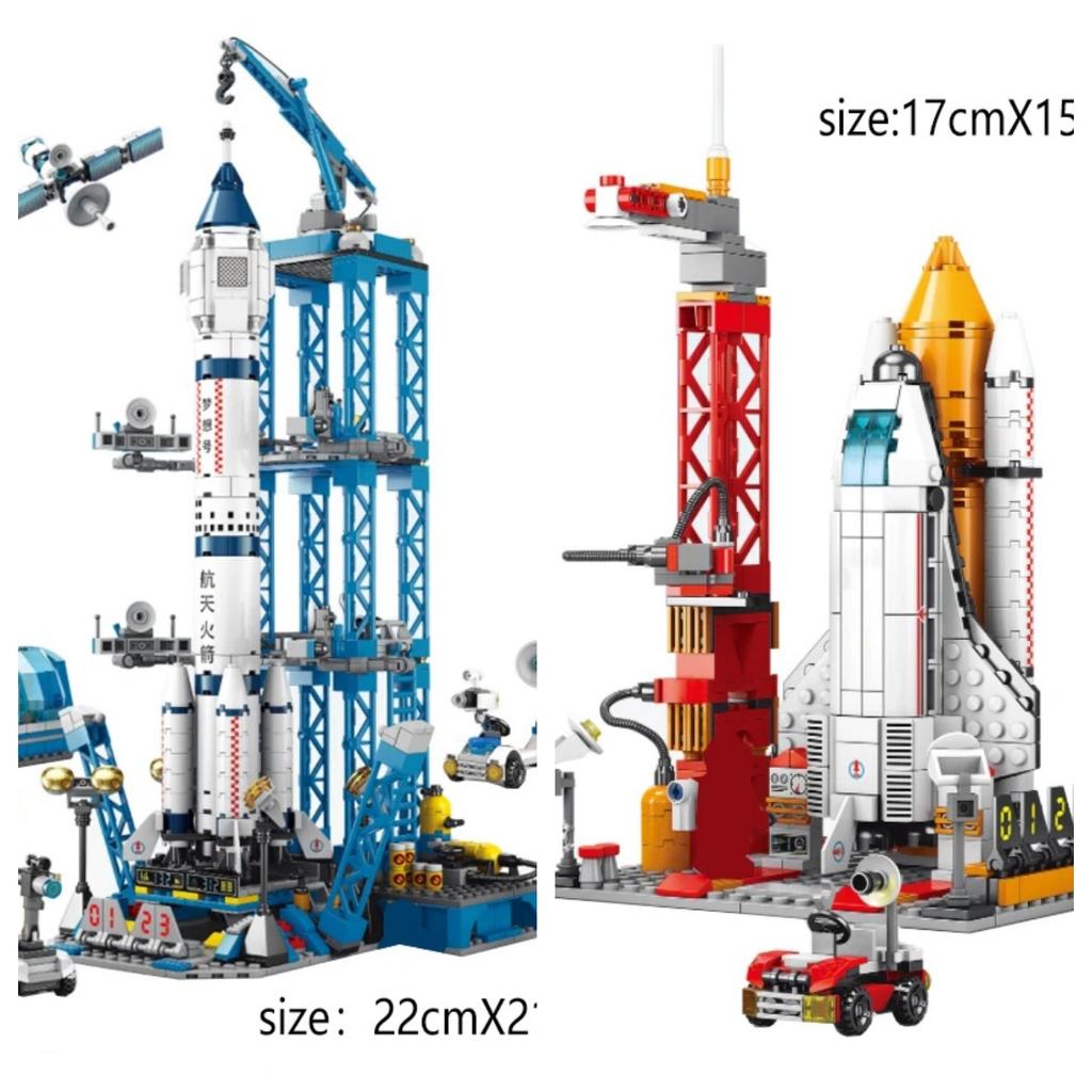 Space Rocket Launching Model Building Blocks City Aerospace Space Station Shuttle Ship Astronaut Bricks Toys Children