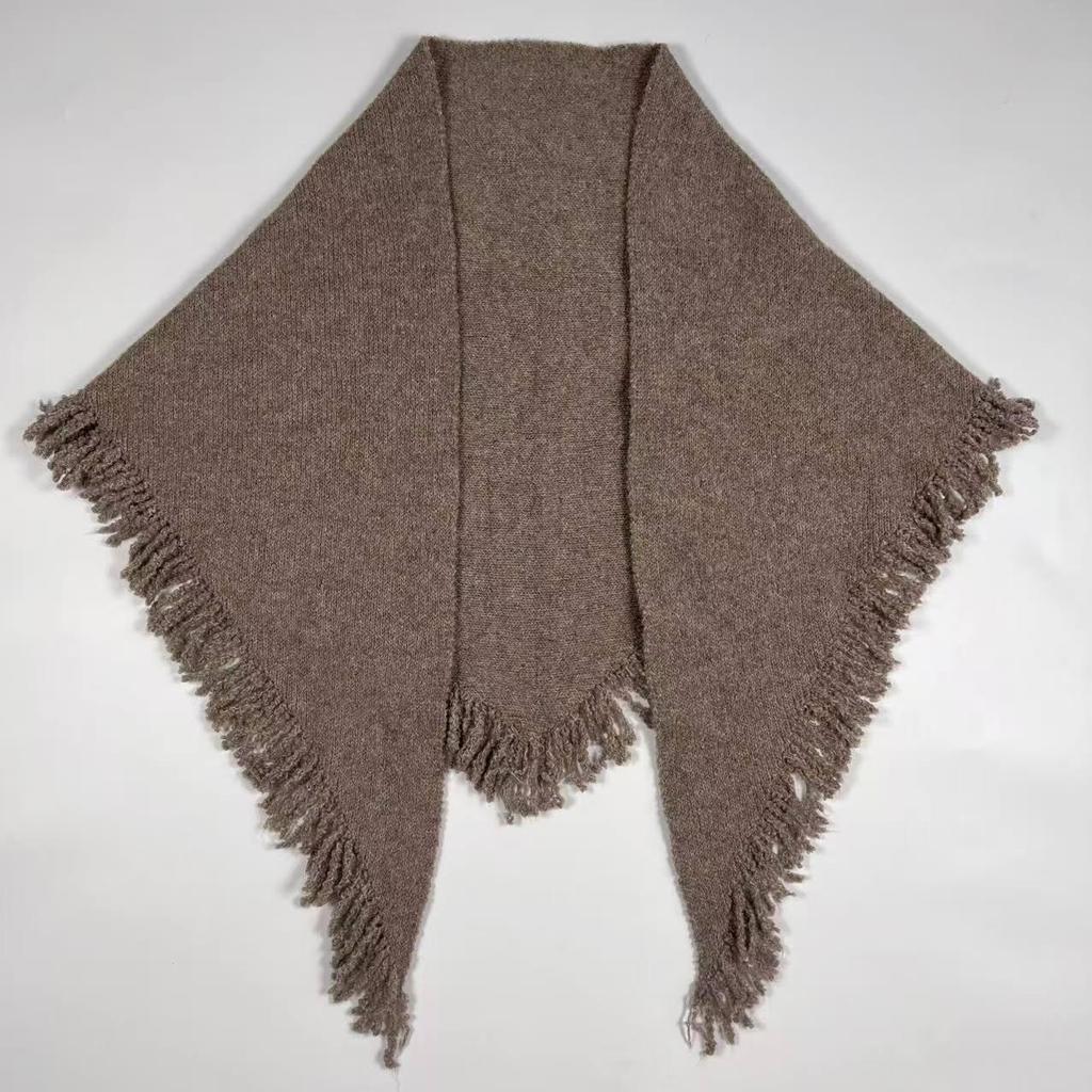 Dreieckiger Damenschal aus Wollmischung: Gestrickter, multifunktionaler, warmer Schal/Umhang für Herbst/Winter