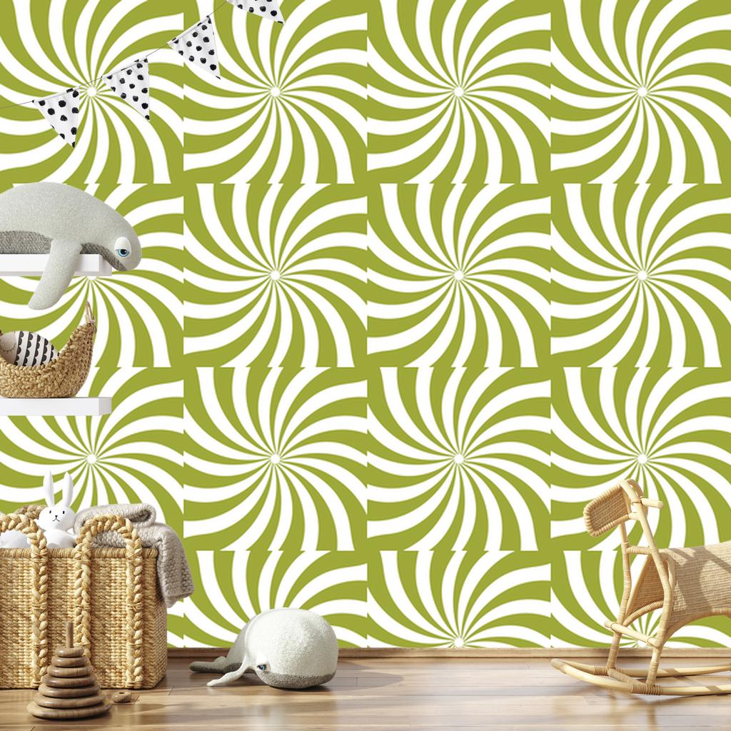 Hippie Background Wallpaper Yellow, White and Beige for Living Room and Bedroom 50x1000