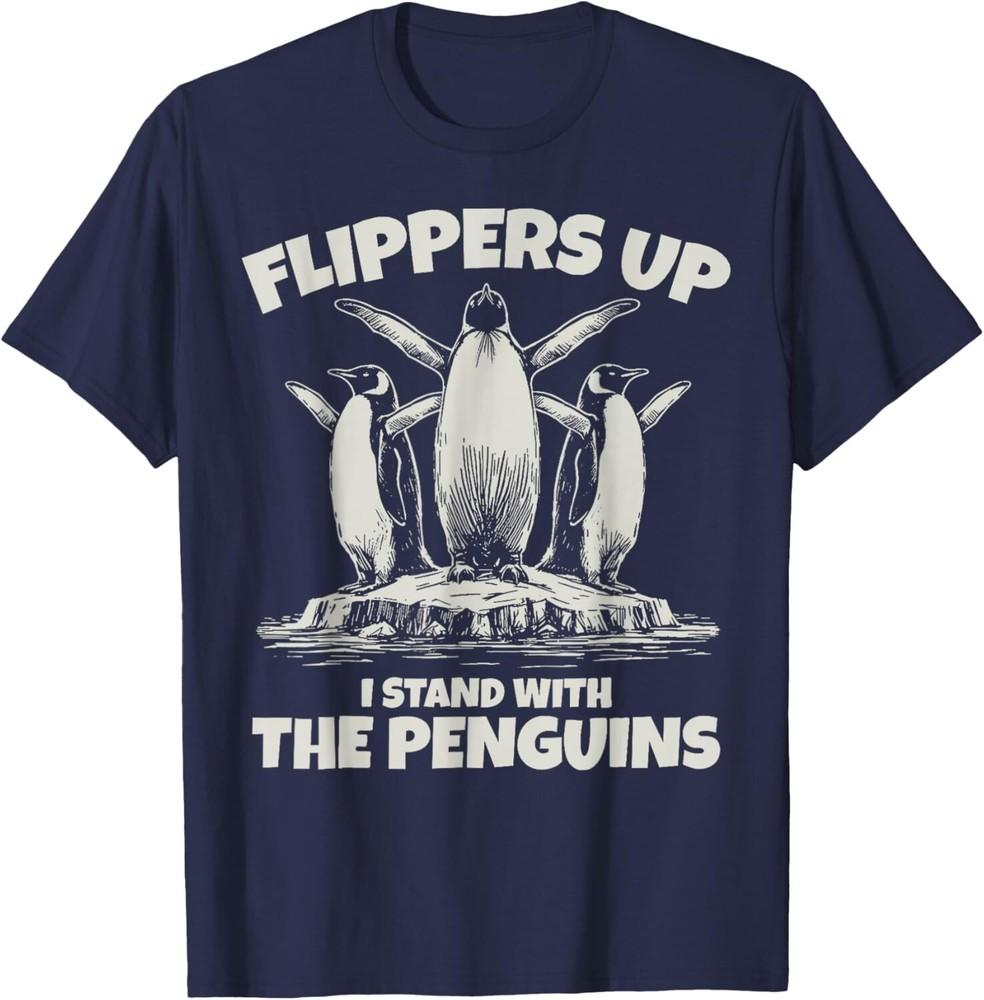 

Penguin Flippers Up Resist Funny Penguins Against Trump Unisex T-Shirt M