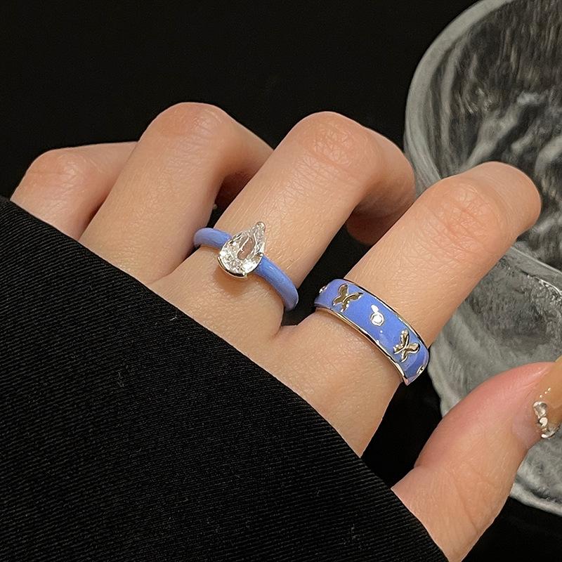Niche Design Sense Of Love Enamel Zircon Light Luxury Personality High Sense Stacked Wearing Open Ring Woman