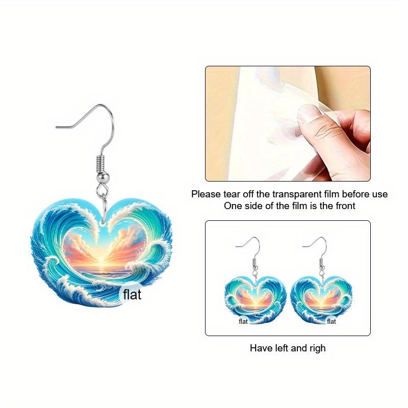 Chic Wave Turtle Acrylic Dangle Earrings For Women 2D Flat Earrings Summer Earrings Y2K Fashion Earrings Vacation Casual Earrings Female Gift