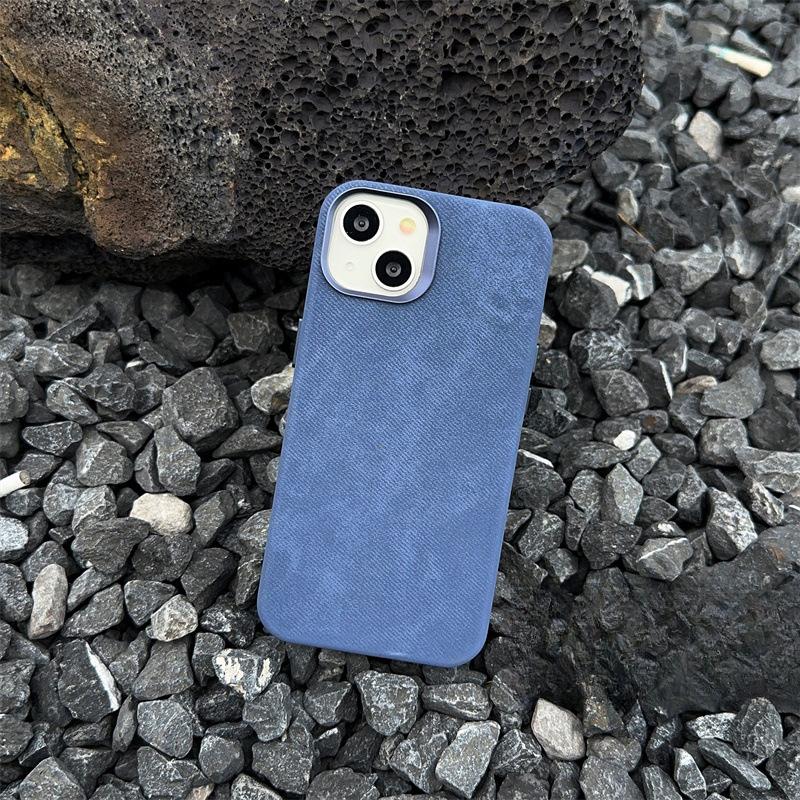 

Подходит для чехла для мобильного телефона iPhone 16 15pro Магнитная зарядка Apple 14 Защитный чехол с узором из бархатного волокна iPhone12promax