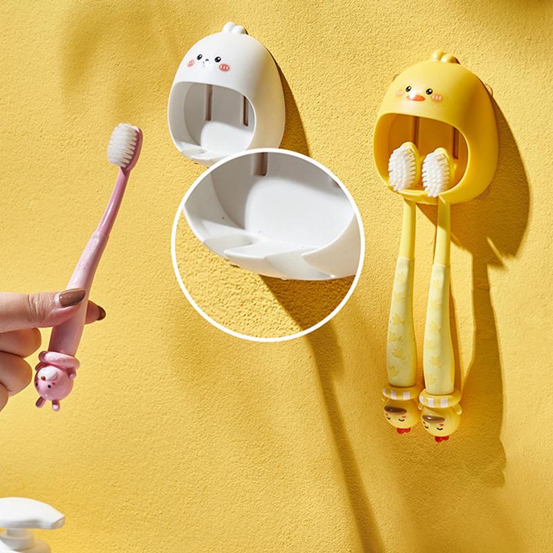 Cartoon Toothbrush Holder Wall-mounted Punch-free Toothbrush Rack Bathroom Accessories