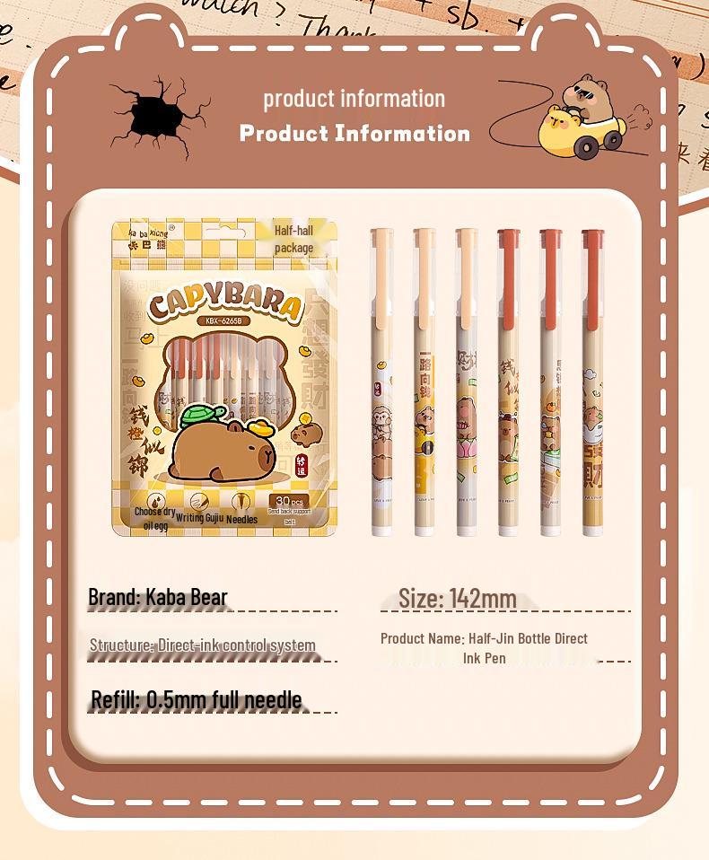High-Capacity Student Cartoon Gel Pen Set - 30 Pieces