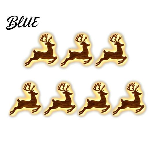 Christmas Gift for Xmas Decor Wall Silhouette Glowing Wooden Family 7Pcs Lights LED Reindeer Decorations