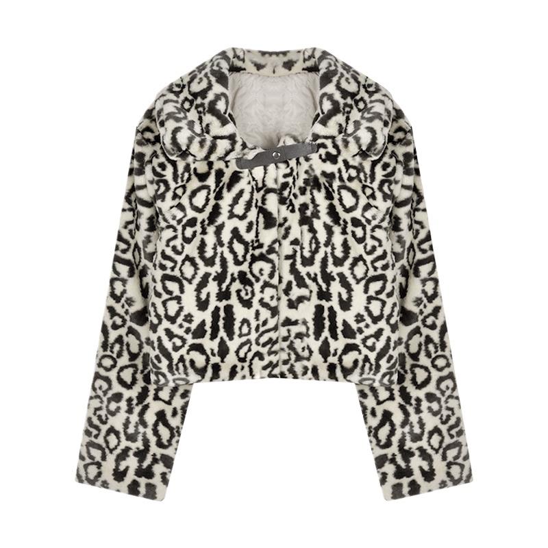 Leopard Print Padded Short Coat Women's Autumn and Winter Thickened New Loose Daughter Gold Wind Fur Small Top