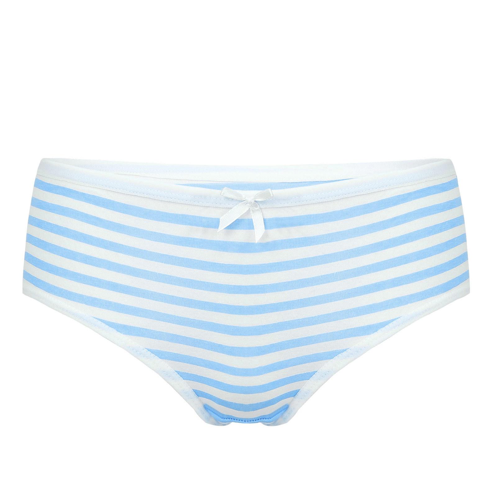 

Жіноча бавовняна білизна середньої посадки в темно-синю смужку, труси-бікіні з стрічковим бантиком, зручна нижня білизна, класичний дизайн One Size