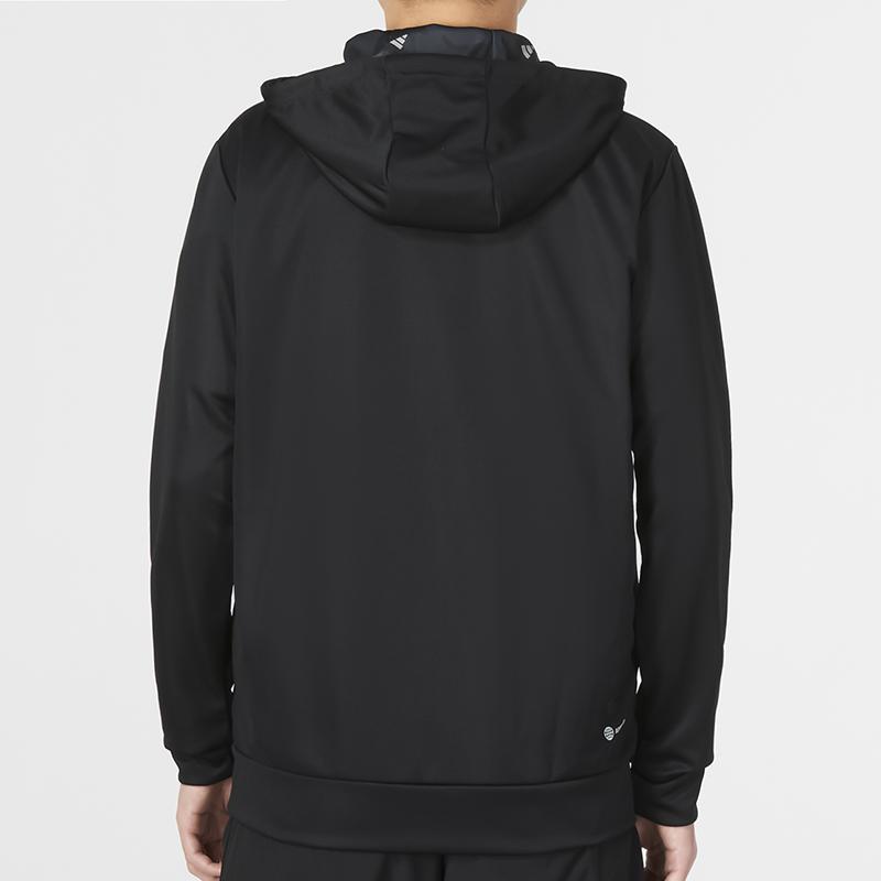 Adidas Solid Color Logo Casual Hooded Jacket Men Outerwear Black IB8137