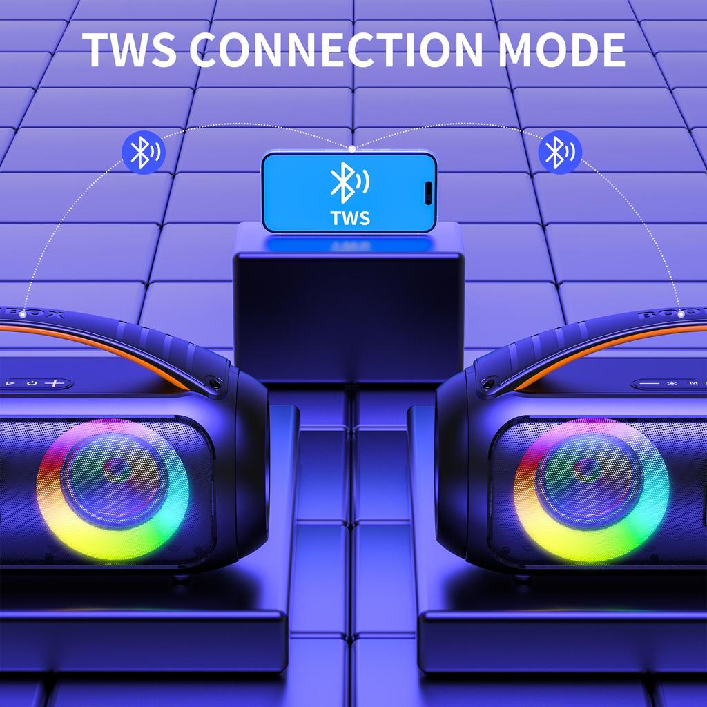 Karaoke Machine with Dual Microphones and Dazzling Lights,IPX5 Waterproof Bluetooth Speaker with Remote Control for Outdoor