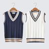 New Fashionable Thick V-neck Sleeveless Vest Sleeveless Sweater Cotton School Uniform Cotton Loose Knitted Vest Sweater For Men