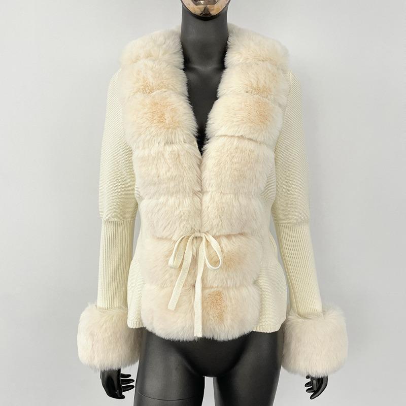 Spring and Autumn Cardigan Fur Coat Imitation Fox Fur Sweater Women's Sweater