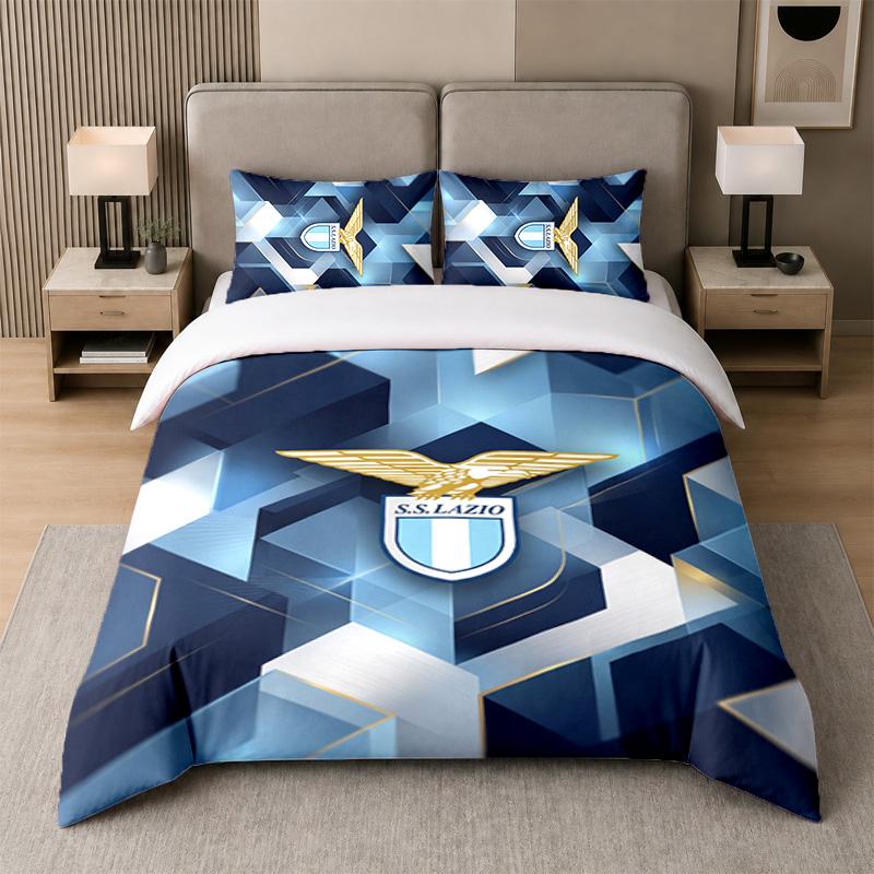 3Pcs Bedding SetLazio FC Soft Bed Sheet and Two Pillowcases Home Bedroom Decor