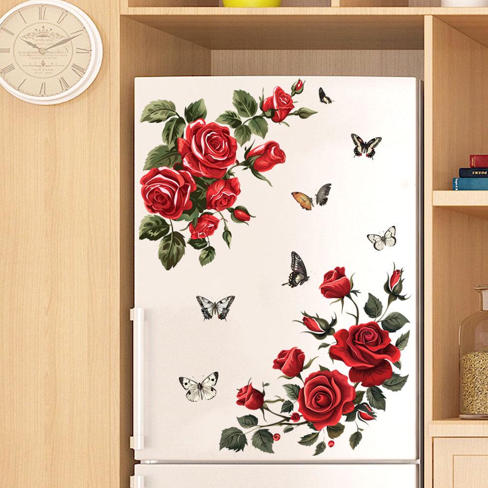 Removable Rose & Butterfly Wall Sticker for Living Room, Bedroom & Entrance - MLY392