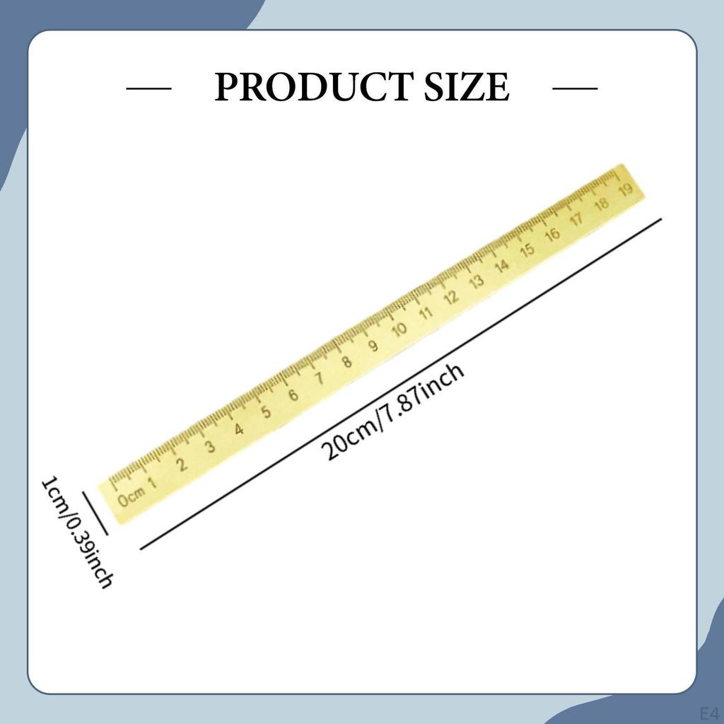 Brass Ruler Paperweight Bookmark Compact Calligraphy Practice Supplies Measuring for Drawing