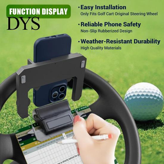 Golf Cart Accessory 1/2Pcs Steering Wheel Phone Holder, with Pencil Slot, Ball All-in-one Holder Marker Storage, Universal Flip-Up Cell Mount,