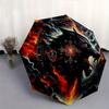 1pc A Fiery Wolf amidst Celestial Symbols Pattern Automatic Umbrella is Fashionable and Good-Looking,  Suitable for Travel and Daily UseC014