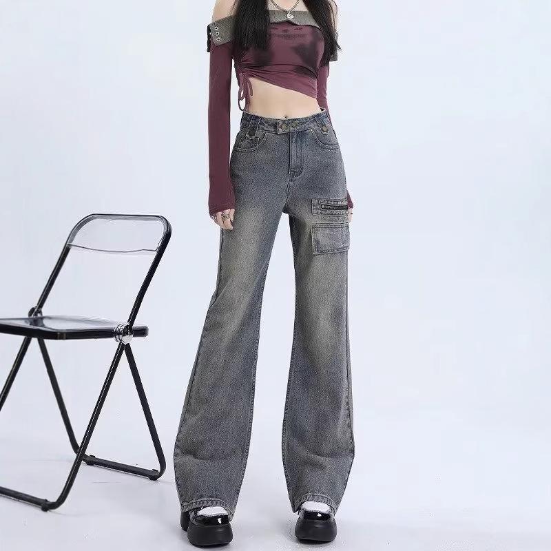 

Women s Plus Size 2024 Retro High Waist Washed Wide Leg Jeans S