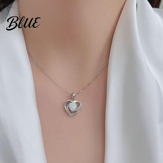 Colorful Stone Pendant Faux Crystal Heart Infinity Necklace Sparkly Rhinestone