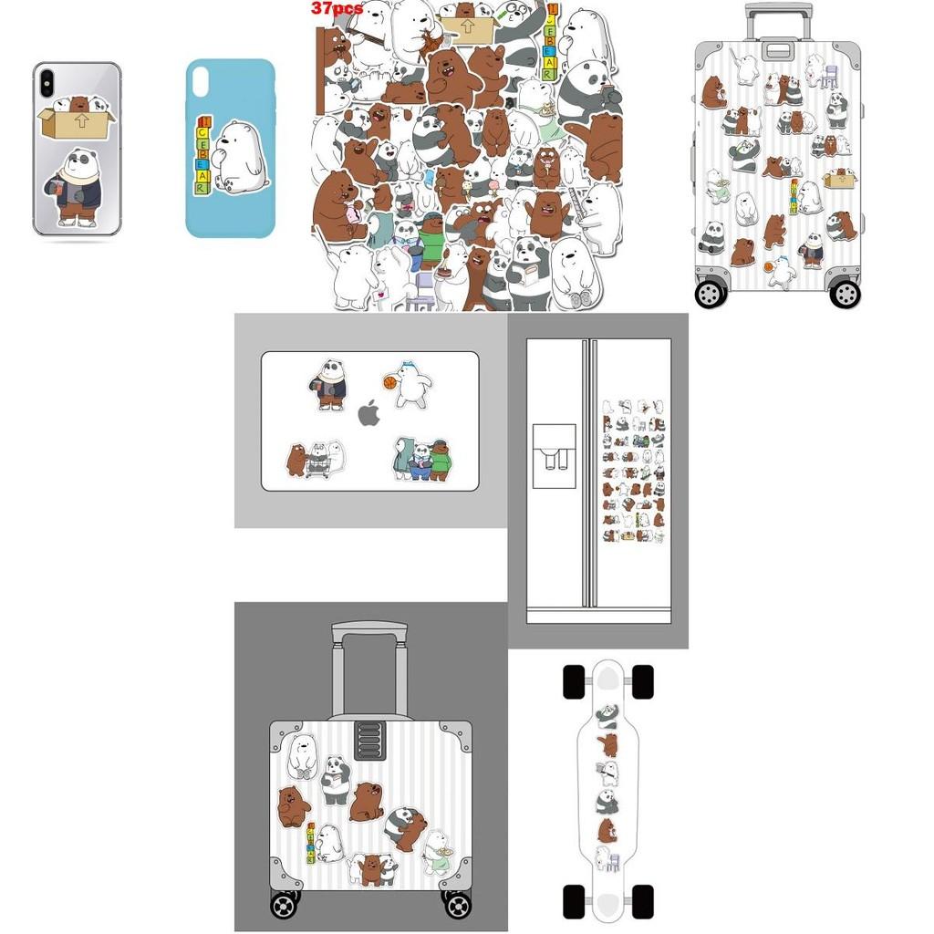 Lebhafte 37 Stück We Bare Bears Wasserdichte Graffiti-Aufkleber für Gepäck und Elektronik