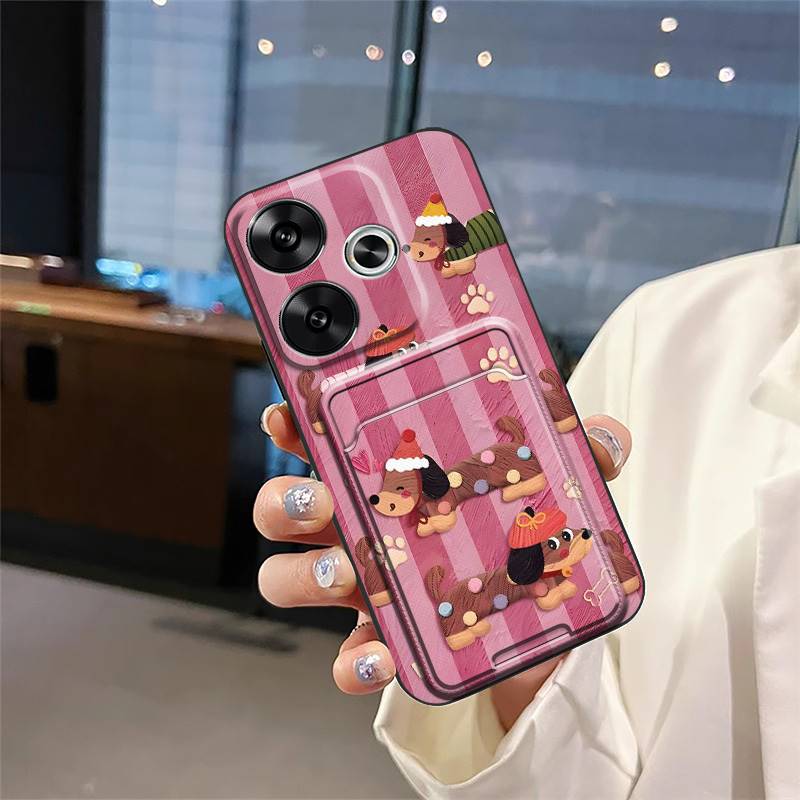 Fashion Design Cover Phone Case For Redmi Turbo3/Xiaomi Poco F6 5G Full Wrap Card Slot Cute Graffiti Protective Silicone
