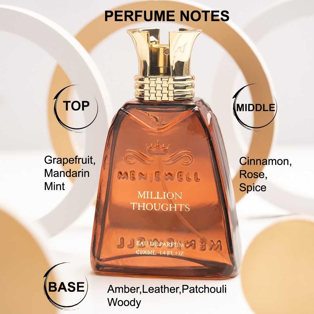 MILLION THOUGHTS Perfume For Men|Premium Luxury Long Lasting Fragrance Spray Eau De Parfum - 100ml (For Men)