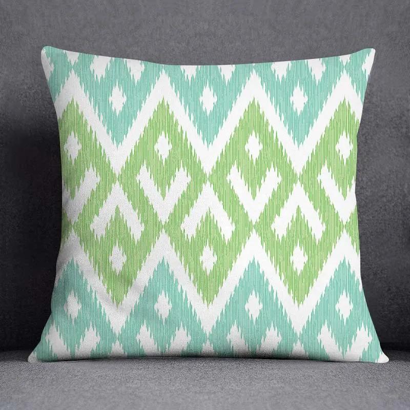 Fresh Green Simple Geometric Pillow Cover Living Room Sofa Office Seat Car Waist Cushion Cushion Cover Home Decoration