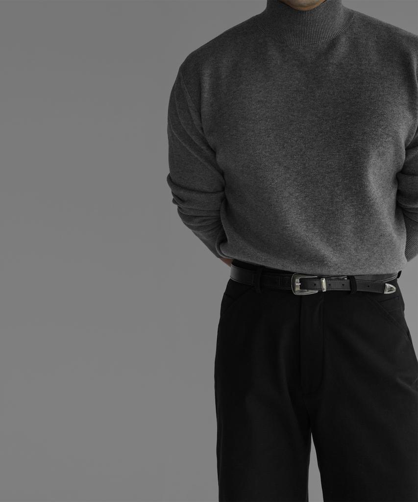 Baulopeulodeogteu Soft Double-Weave Mock Turtleneck Knit [Gray]