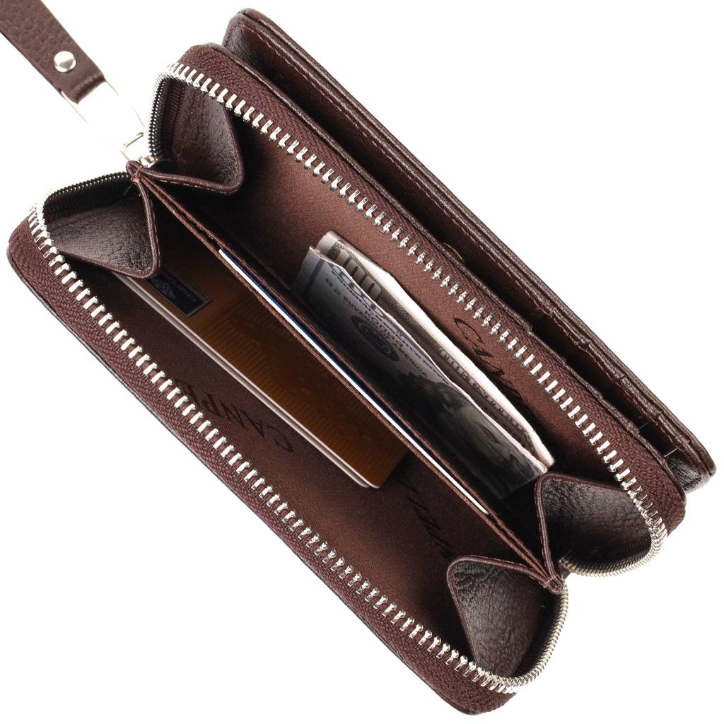 Practical Medium-sized Women's Purse Made of Genuine Grained Leather CANPELLINI 21910 Brown