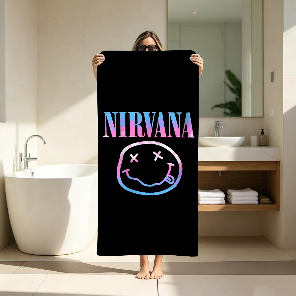 Rock Bands LOGO N-NirvanaS Towel ultra-fine fiber quick drying absorbent bath towel, outdoor swimming sports towel