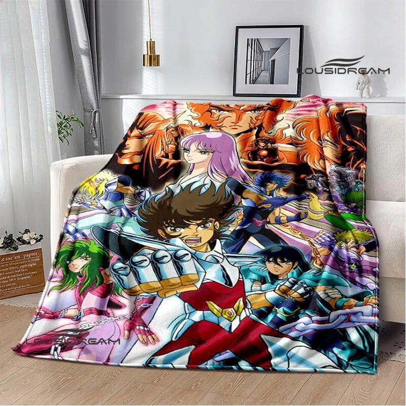 Knights of the Zodiac Cartoon Printed Blanket Flannel Warm Blanket Soft and Comfortable Blanket Bed Linings Birthday Gift