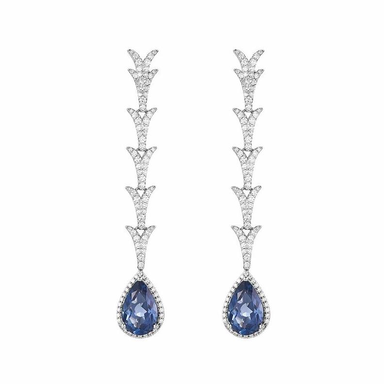 APM Monaco FESTIVAL [Romantic Confession] Elegant and exquisite pear-shaped gemstone pendant 925 silver earrings women s blue AE14596XGR синий