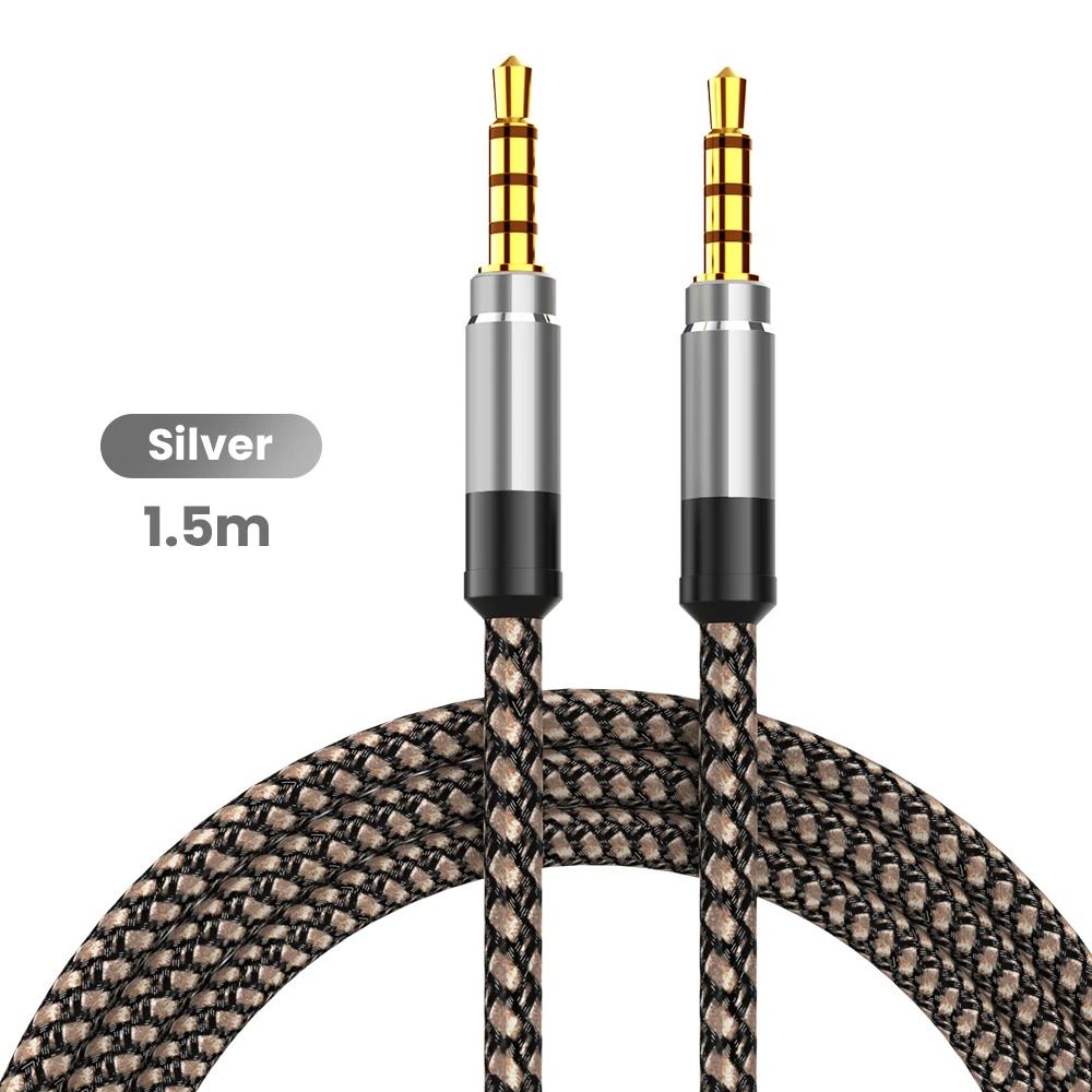 NNBILI 1.5M Jack 3.5mm Audio Cable Nylon Braid 3.5mm Car AUX Cable Headphone Extension Code for Phone MP3 Car Headset Speaker