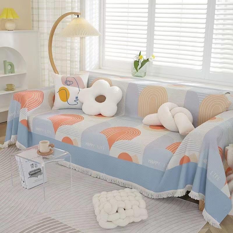 Universal-Sofadecke im nordischen Stil, rutschfester Bezug, Stoff, vollständig bezogen, Teilebezug, Sofakissen, Sand, Vier Jahreszeiten, universell, maschinenwaschbar