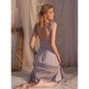Good Morning with You: French Purple Strap Pajamas Long Dress to Ankle Super Long Lace Nightdress Sweet Princess Style