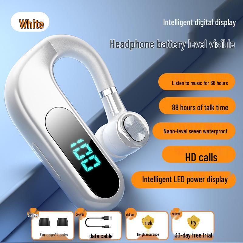 2025 New Wireless Bluetooth Headset: Ultra-Long Battery, Single-Ear, Ear-Hook for Drivers, High-Definition Sound