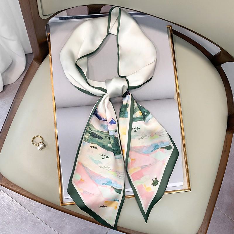 Korean Polka Dot Skinny Scarf: Imitation Silk Spring/Summer Neck Scarf & Headband Tie for Women