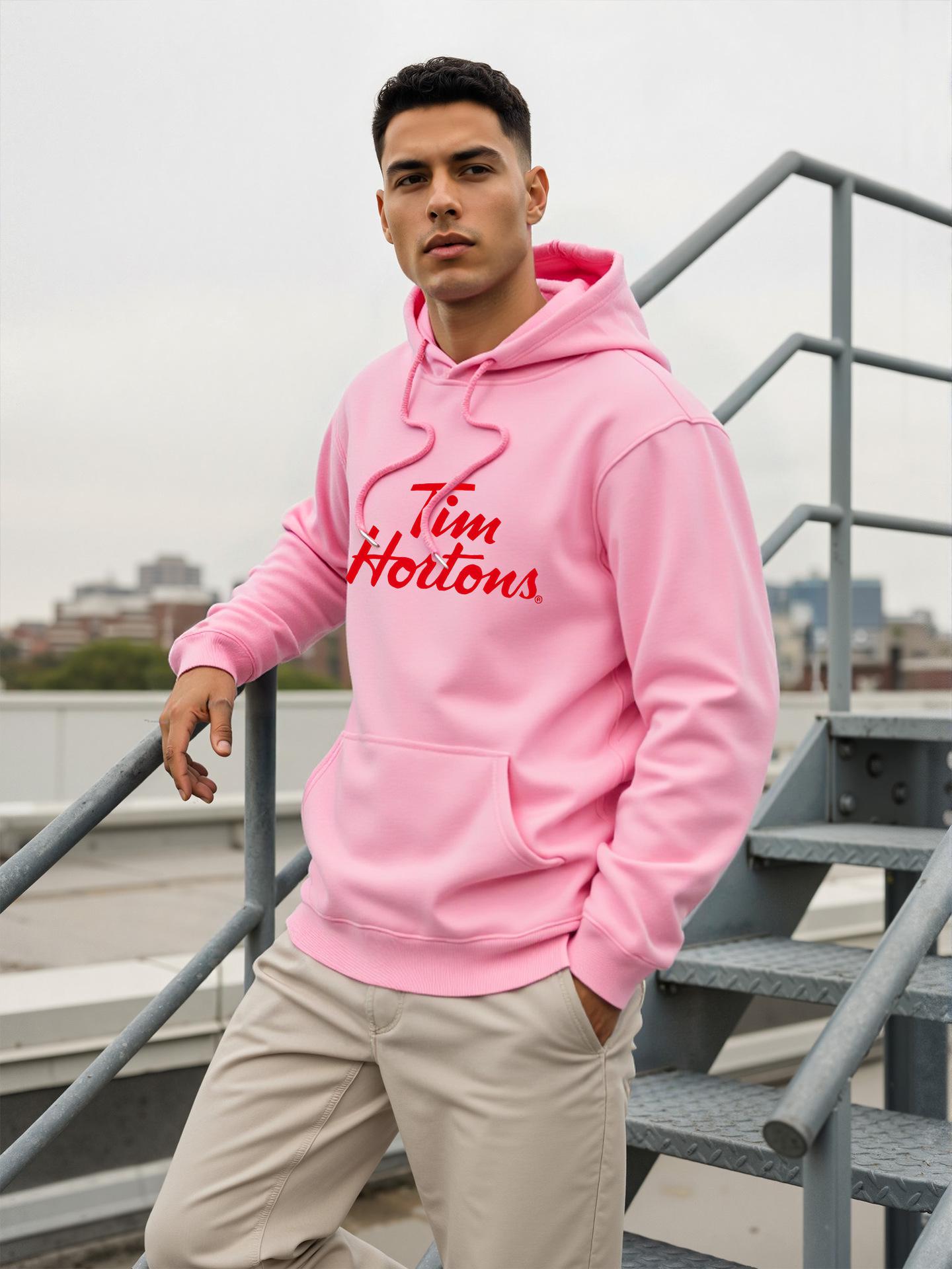 

Tim Hortons Casual Hoodie - Rose Red Pullover, Multiple Colors Available Medium рожевий