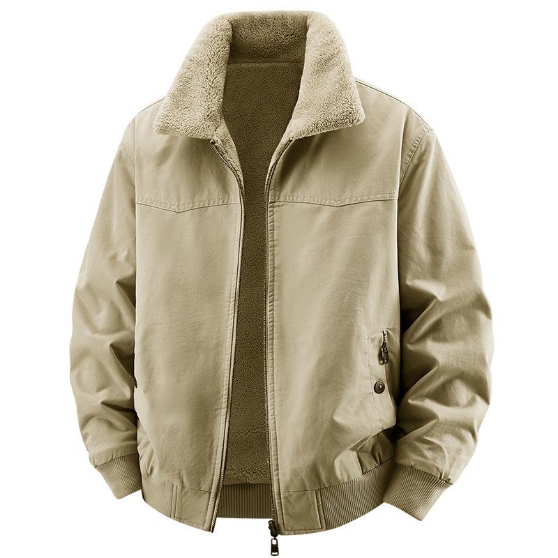 Men's Double-Sided Fur Collar Jacket - Warm, Loose, Casual Plus Velvet Coat (2519) for Autumn/Winter 2025