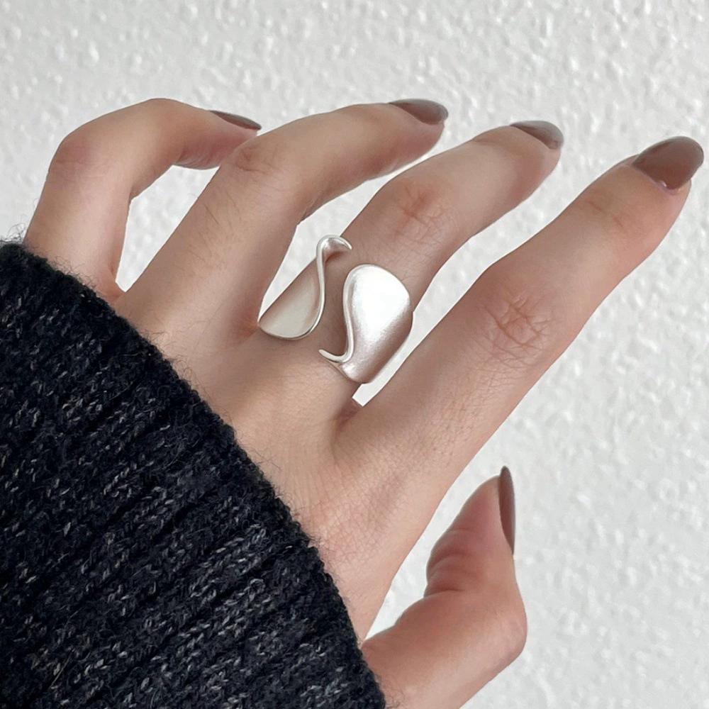 925 Silver Rings for Women Couple Minimalist Handmade Simple Big Open Ring Party Prevent Allergy Jewelry Holiday Gifts