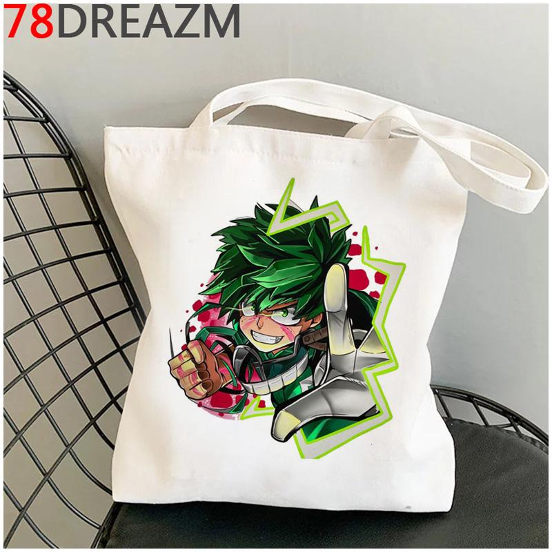My Hero Academia nákupní taška tote eco shopper obchod s potravinami plátěná bavlněná taška tkaná sacola opakovaně použitelná zakázková
