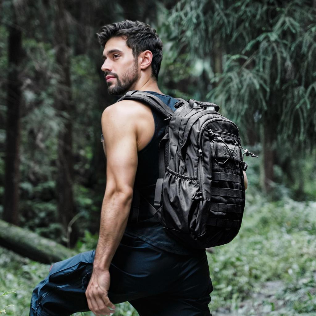 Military Bag 20 Liter Hiking Backpack Small MOLLE System Tactical Bag Outdoor Camping Attack Pack Army Backpack EDC Hiking Tactical Military Black