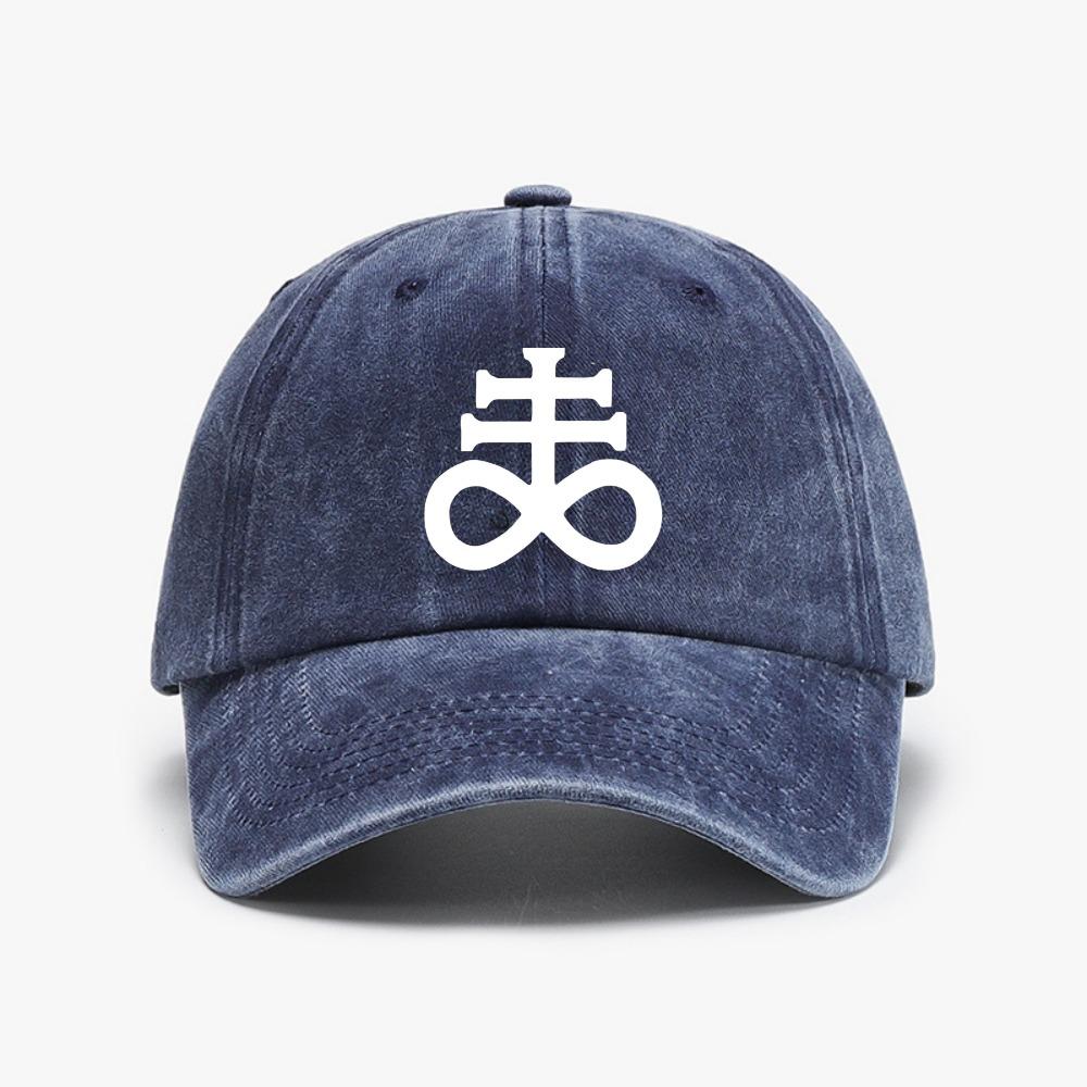 Cappellino da Baseball con Simbolo Occulto Croce di Satana Denim Usurato Cappello da Papà Moda Casual Unisex Cappelli da Sole Traspiranti Sportivi Cappello Regolabile