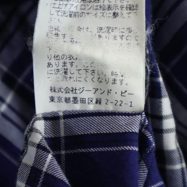 BARACUTA Made In Japan Check Pattern Long Sleeve 2WAY Shirt M Bluish Men's Used